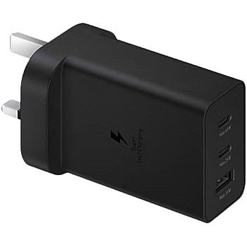 Samsung 65W PD Power Adapter Trio 2 x USB C & 1 x USB A Black UK Plug - EP-T6530NBEGGB
