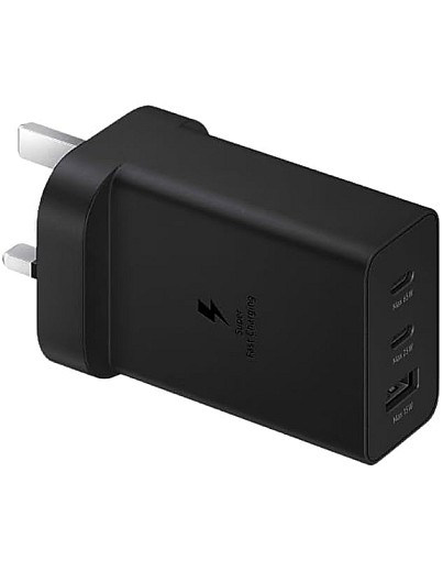 Samsung 65W PD Power Adapter Trio 2 x USB C & 1 x USB A Black UK Plug - EP-T6530NBEGGB