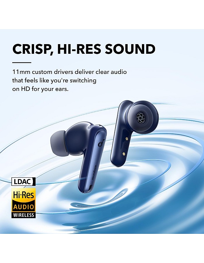 Soundcore Liberty 4 NC Earbuds, 98.5 Percent Noise Reduction, Adaptive Cancelling To Ears And Environment, Hi-Res Sound, 50H Battery, Wireless Charging, Bluetooth 5.3 Navy Blue -18 Months Warranty