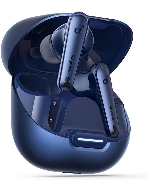Soundcore Liberty 4 NC Earbuds, 98.5 Percent Noise Reduction, Adaptive Cancelling To Ears And Environment, Hi-Res Sound, 50H Battery, Wireless Charging, Bluetooth 5.3 Navy Blue -18 Months Warranty
