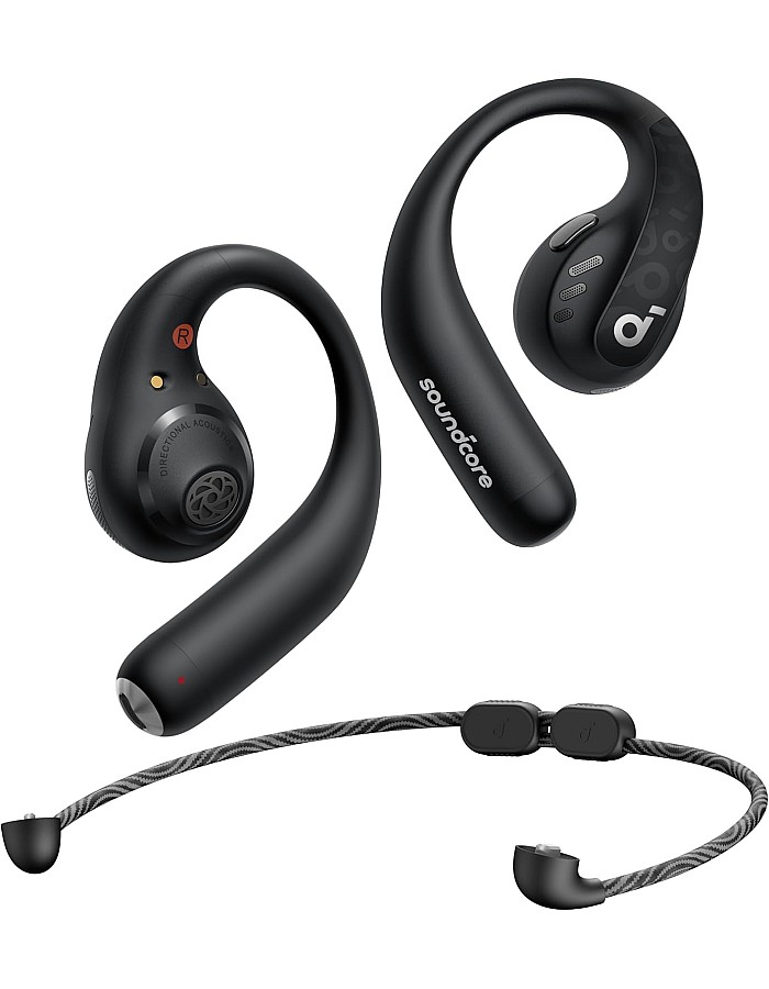 Soundcore by Anker AeroFit Pro Open-Ear Headphones, Ultra Comfort, Secure Fit, Ergonomic Design, Rich Sound with LDAC, Bluetooth 5.3, IPX5 Water-Resistant, 46H Playtime, Black, 18 Months Warranty