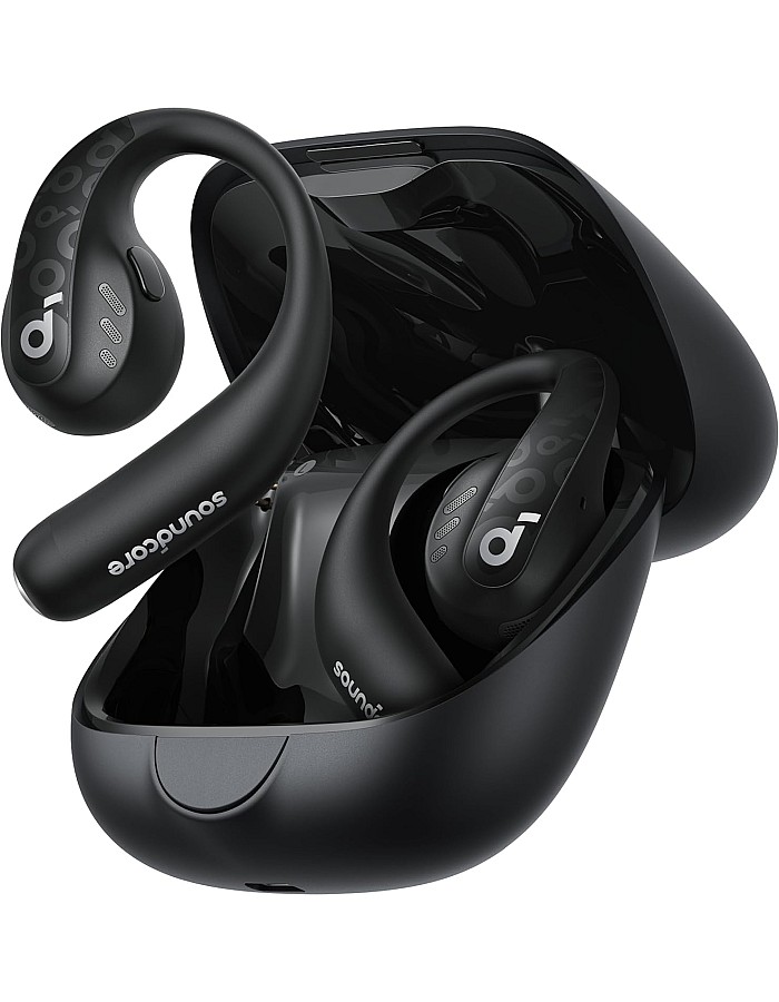 Soundcore by Anker AeroFit Pro Open-Ear Headphones, Ultra Comfort, Secure Fit, Ergonomic Design, Rich Sound with LDAC, Bluetooth 5.3, IPX5 Water-Resistant, 46H Playtime, Black, 18 Months Warranty