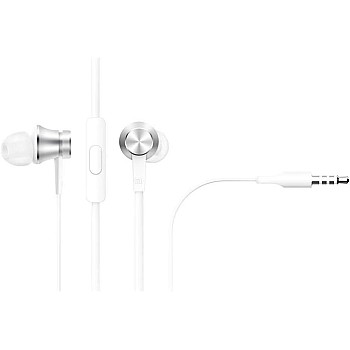 Xiaomi Piston in-Ear Headphones with High-Fidelity Sound, Built-in Microphone, and Comfortable Silicone Ear Tips in Matte Silver for an Enhanced Listening Experience and Clear Calls