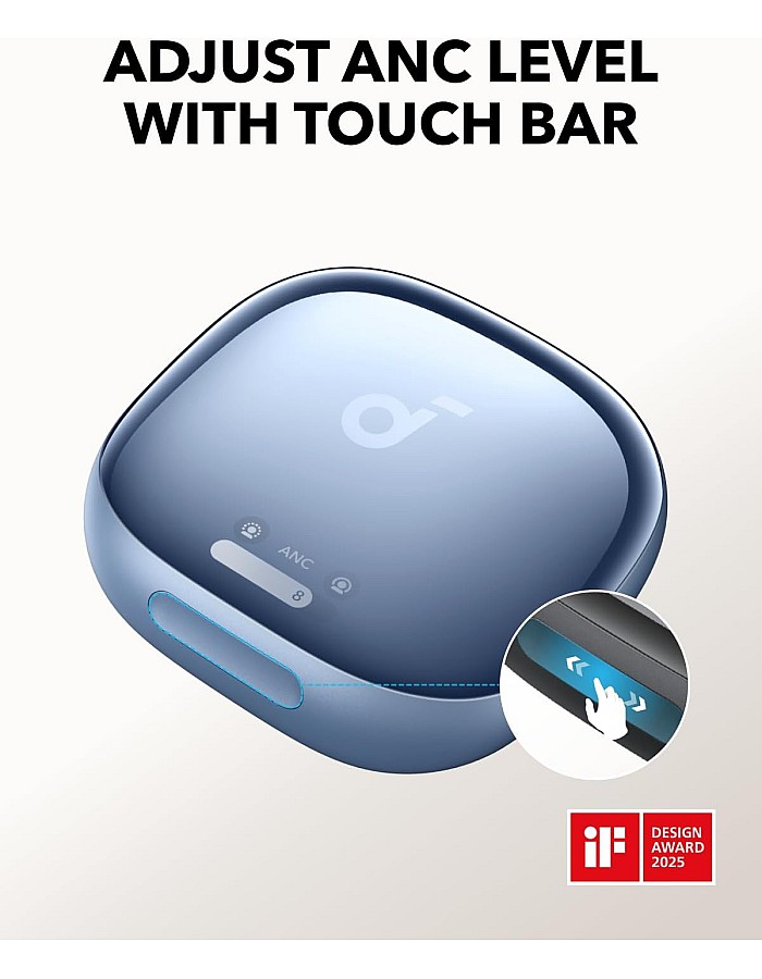 soundcore Liberty 4 Pro by Anker, Noise Cancelling Wireless Earbuds, 7-Sensor and Real-Time Adaptive Noise Cancelling, 2× Faster Charging, Clear Calls, Blue - 18 Months Warranty
