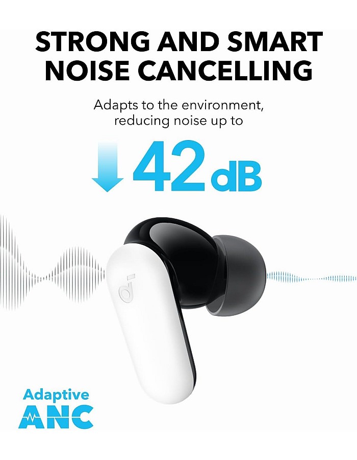 soundcore P30i by Anker Noise Cancelling Earbuds, Smart Noise Cancelling, Powerful Bass, 45h Playtime, 2-in-1 Case and Mobile Phone Stand, IP54, Wireless Headphones, Blueto5.4, App Control