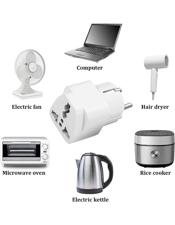 AC 250V 10A EU Plug Universal Power Supply RU ES US Conversion Europe Power Outlet Converter Plug(White)