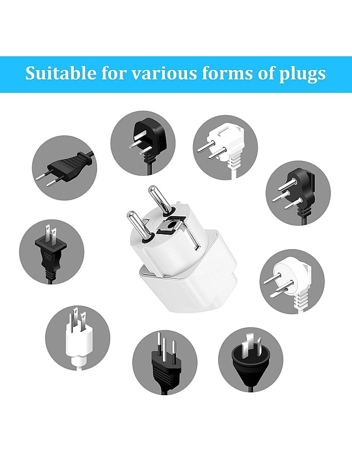 AC 250V 10A EU Plug Universal Power Supply RU ES US Conversion Europe Power Outlet Converter Plug(White)