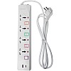 E-train (PS077) Power Strip 16A with Overload Protection 4 Output Plugs + 1 USB + 1 Type-C 2.4A Charging Ports 2M - On-Off Switch