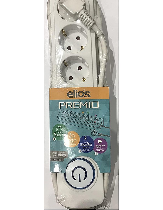 Elios Electric Power with 5 Socket Outlets Premio - White