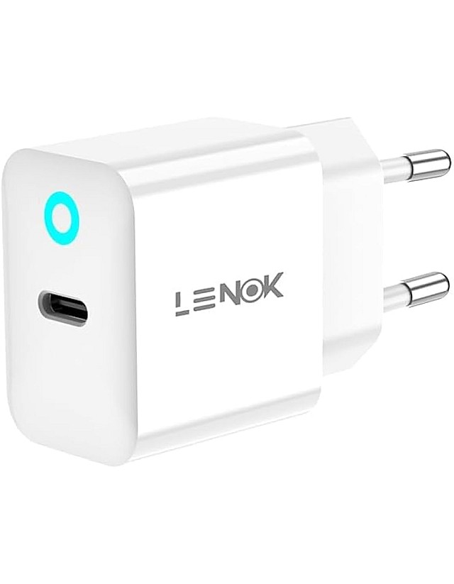 LENOK 20 W Wall Charger, USB-C Charger, Fast Charging for iPhone 15, 15 Plus, 15 Pro, 15 Pro Max, 14, 14 Pro, 14 Pro Max, 13, 13 Pro, 13 Pro Max, Galaxy S23, iPad, AirPods & More (White)