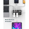 وصلة كهرباء شحن سريع بثلاث فيش كهربائية، PD20W وثلاث مقابس USB 3.0 شحن سريع من لدنيو SC3412 - رمادي