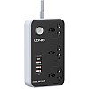 وصلة كهرباء شحن سريع بثلاث فيش كهربائية، PD20W وثلاث مقابس USB 3.0 شحن سريع من لدنيو SC3412 - رمادي
