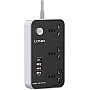 Ldnio SC3412 Power Strip With 3 Ways Power Socket (4 USB Port 38W, Fast Charging USB-C) 2500 Watt - Multi Color