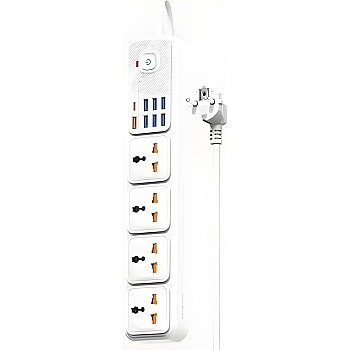 مشترك كهرباء من Next Store 12 في 1 20 واط مع 4 منافذ كهربائية، 7 منافذ USB، 1 منفذ Type-C PD مع تحكم رئيسي ومفتاح واحد – 20 واط، طول الكابل 3 متر. (ابيض)