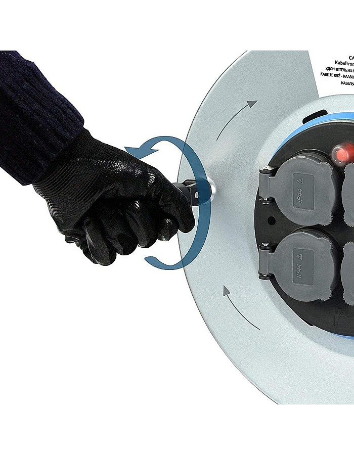Power Lock PluGuard Metal Cable Reel 50M with 4 Sockets Water Resistant IP44 - White