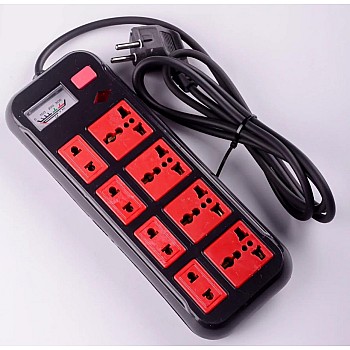 مشترك كهرباء 4 عين MK وفولتميتر لقياس الفولت و4عين عاديه بسلك بطول 2 متر + مقتاح للفصل