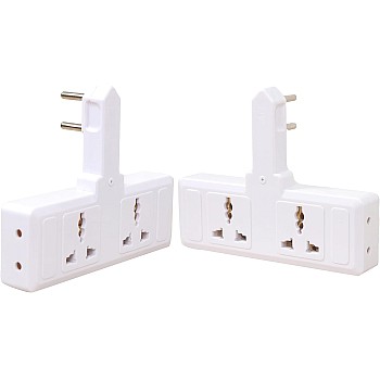 Wall Power Strip, 4 Outlets, 220V, White, Easy Installation (2 Pieces)