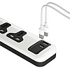 مشترك كهرباء شامل مع 3 منافذ + 2 منفذ USB-A من اي لوك| شحن سريع | 2 م