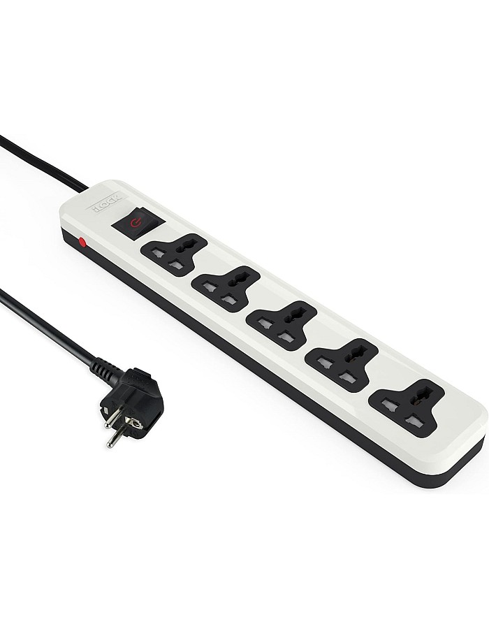 iLOCK power strip 5 universal outlets with overload switch (white)