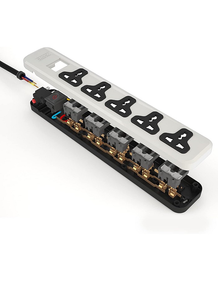 iLOCK power strip 5 universal outlets with overload switch (white)