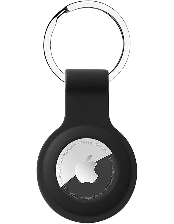 Key Fob for Apple AirTag Pendant, Airtags Case, Silicone Case Cover Protective Case for Air Tag with Key Ring (Black)
