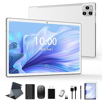 2024 Newest Tablet Android 12 Tablets 10 Inch, Tablet 128GB ROM+16GB RAM (8+8 Virtual), 2 In 1 Tablet with keyboard, Powerful Octa-Core+13MP Camera, 1TB TF Expandable, FHD IPS Display WiFi Tablet PC