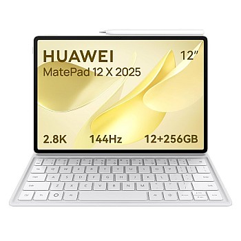 HUAWEI MatePad 12X 2025 Tablet 2.8K 12-inch 1000nits display, 144Hz, 12+256GB, 10100 mAh Battery, 66W SuperCharge, WiFi 7, WPS Office, 6 Speakers, UItra-light Keyboard + Free M-Pencil Pro, White