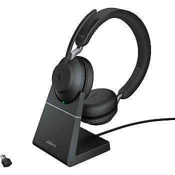 سماعات ستيريو للرأس مع حامل - باللون الاسود من جابرا Evolve2 65 Link380c MS