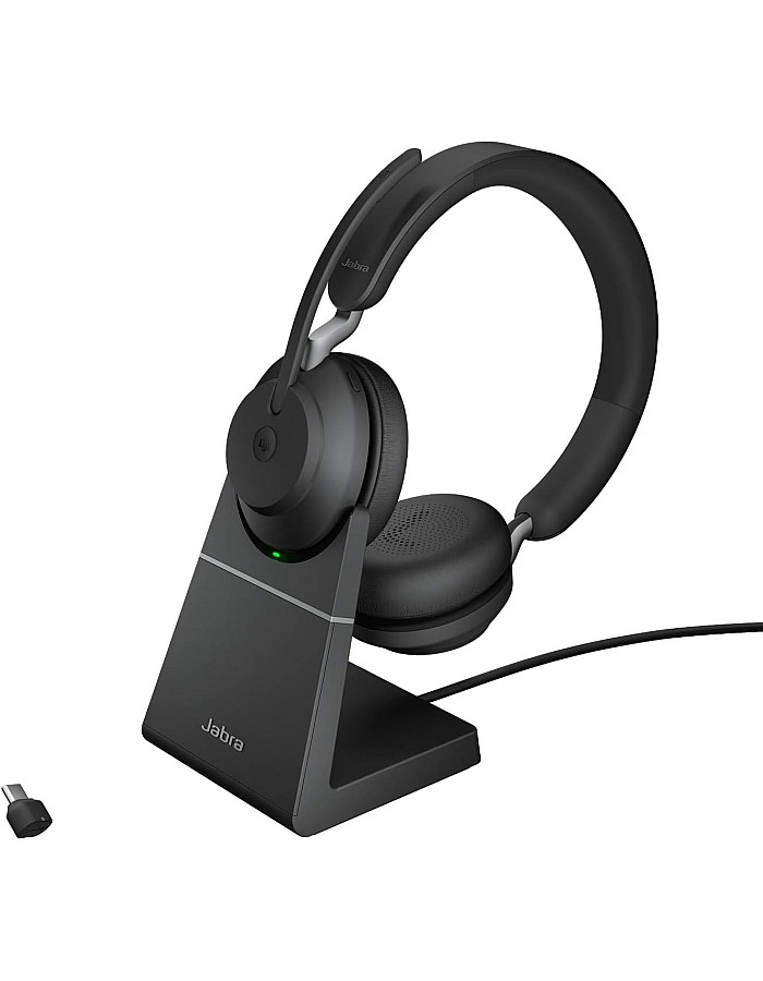سماعات ستيريو للرأس مع حامل - باللون الاسود من جابرا Evolve2 65 Link380c MS