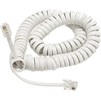 NEORTX RJ9 to RJ9 Cable 6.5ft, Male to Male 4P4C Telephone Handset Coiled Cord, Spiral Cable (White)