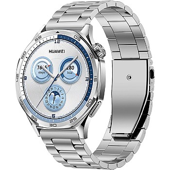 GIOPUEY Bands Compatible with Huawei Watch GT 5 46mm/GT5 Pro, Stainless Steel Strap [Wear-Resistant] Bracelet, silver, para Huawei Watch GT 5/6 46mm/GT5/6 Pro, Classic