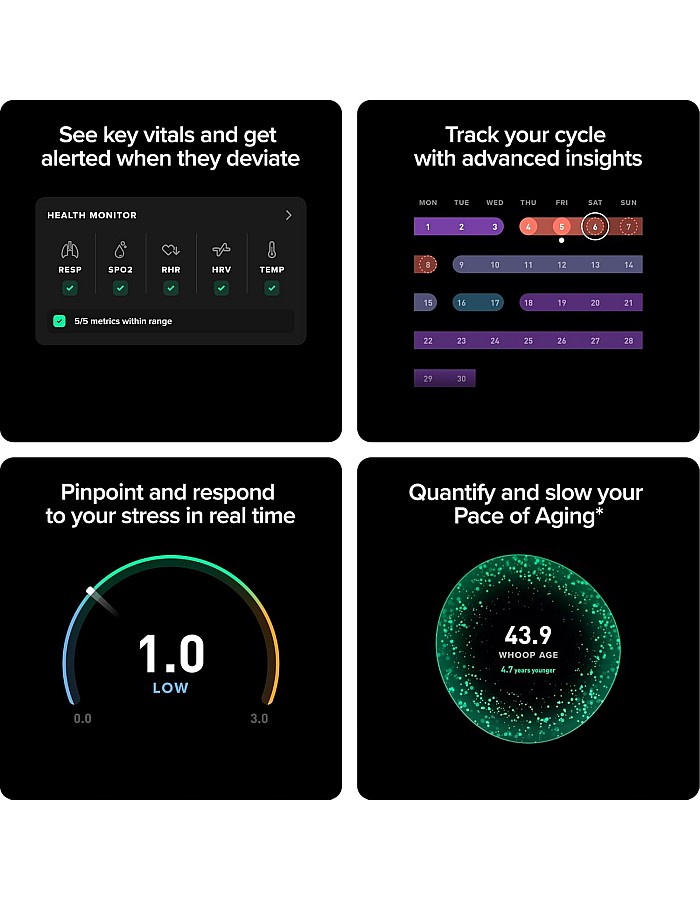 WHOOP Peak 12 Month Subscription, Wearable Health & Fitness 5.0, Activity and Sleep Monitoring 24/7, with FC, VFC, Stress Control, Personalized Training, Healthy Life Expectancy