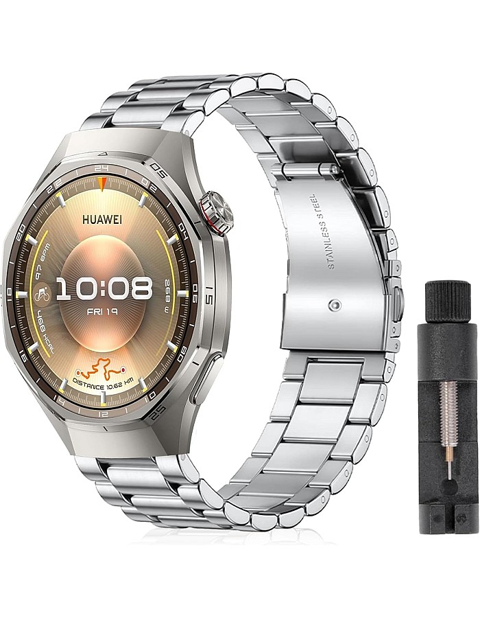 ZoRoll 22 mm Metal Bracelet Compatible with Huawei Watch GT 6 46 mm/6 Pro/GT5/GT5/GT4/GT3/Ultimate/Buds, Stainless Steel Metal Replacement Strap Men and Women Watch Strap for Huawei Watch 5 46 mm