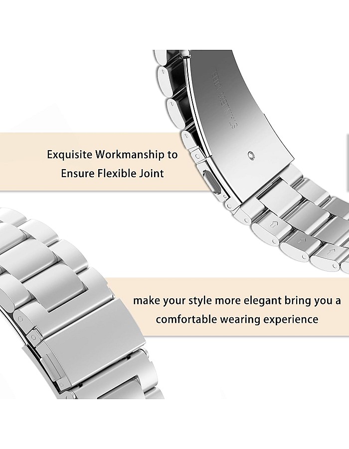 ZoRoll 22 mm Metal Bracelet Compatible with Huawei Watch GT 6 46 mm/6 Pro/GT5/GT5/GT4/GT3/Ultimate/Buds, Stainless Steel Metal Replacement Strap Men and Women Watch Strap for Huawei Watch 5 46 mm