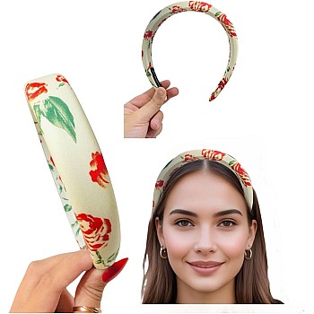 Fashion Cotton Floral Women Girl Headband Fashion Hairband Colorful Elegant Hairbow Hair Accessories Elegant Headband Floral clip (beige, one size)