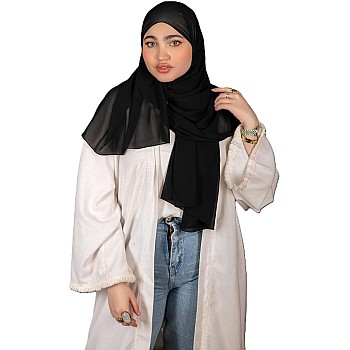 Mila Basic Chiffon Scarf - Classy Gift for Special Occassions - Luxurious Elegant Fabric - Versatile Style and Ideal Accessory - Women's Hijab - Size (75x180) cm - طرحة شيفون كريب ساده - حجاب