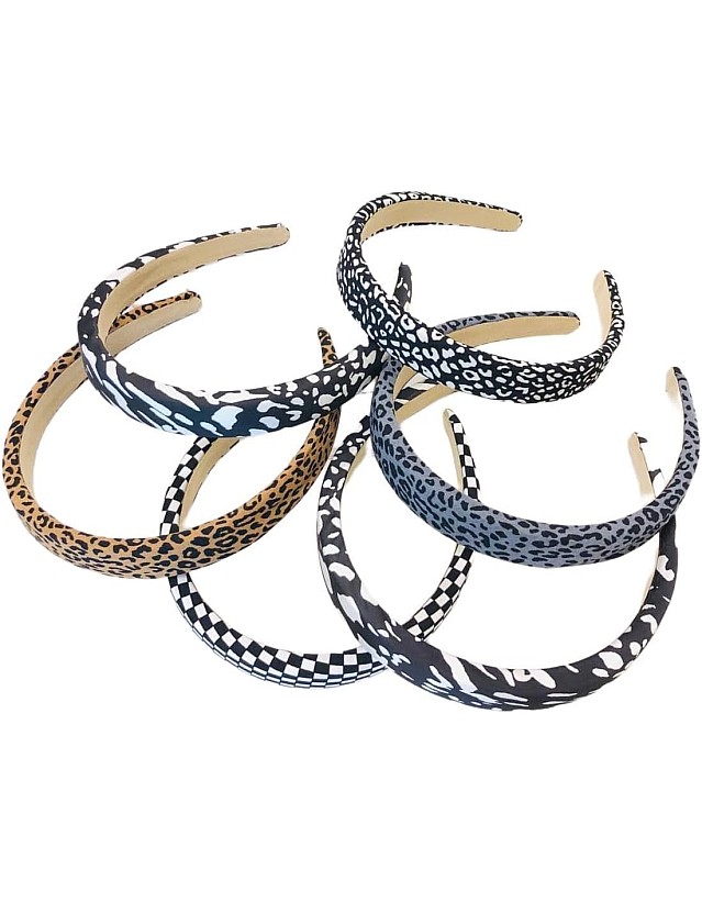 New Zebra Leopard Headband Scrunchies Elastic Hair Bands Women Fashion Retro Striped Ponytail Holder Hair Accessories (Grey, One size)