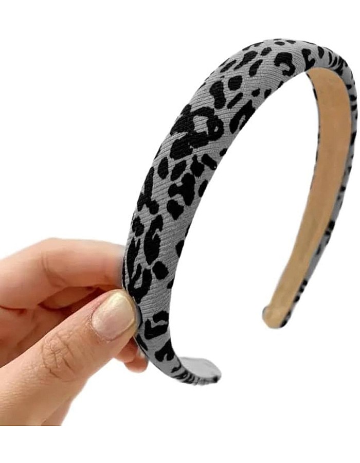 New Zebra Leopard Headband Scrunchies Elastic Hair Bands Women Fashion Retro Striped Ponytail Holder Hair Accessories (Grey, One size)