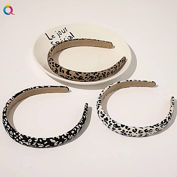 New Zebra Leopard Headband Scrunchies Elastic Hair Bands Women Fashion Retro Striped Ponytail Holder Hair Accessories (Black, One size)