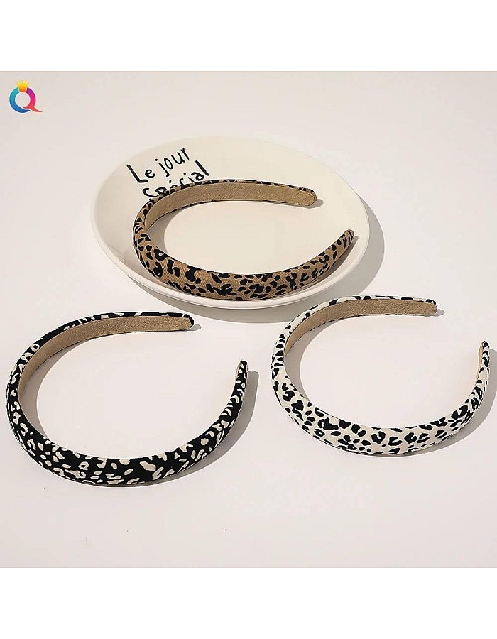New Zebra Leopard Headband Scrunchies Elastic Hair Bands Women Fashion Retro Striped Ponytail Holder Hair Accessories (Black, One size)