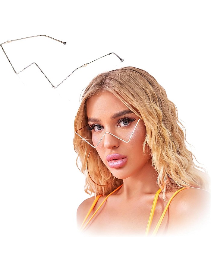 ذا باك | نظارة شمسية من قطعة واحدة للنساء، باطار عصري على شكل حرف W بتصميم مرصع بحجر الراين، مظهر عصري جريء