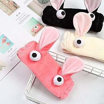 3D Rabbit Ears Makeup Headbands - High Quality Material - Elastic Hair Accessories for Women and Girls - Spa Hair Mask Cosmetic Hair Accessories