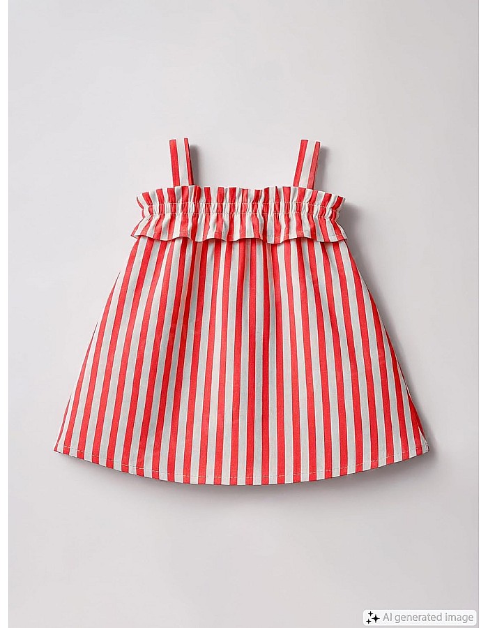 LC WAIKIKI S5K106Z1-LFA-1 baby Linen 100% Cotton Square Collar Regular Dresses - Baby Girls