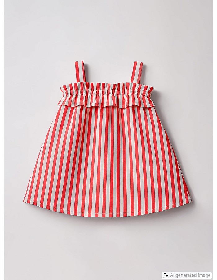 LC WAIKIKI S5K106Z1-LFA-1 baby Linen 100% Cotton Square Collar Regular Dresses - Baby Girls