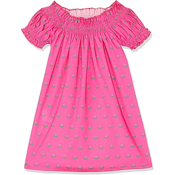 Naga Homme girls A shap Off shoulder w/smoked elastic Printed dress Casual Dress