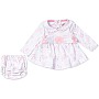 lovely land girls white dress with pink all over print Dress