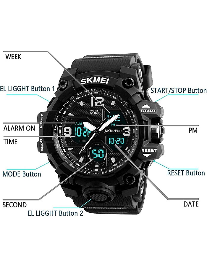 Skmei Men's and Women's Sport Watch Quartz Waterproof Wristwatches 1155B