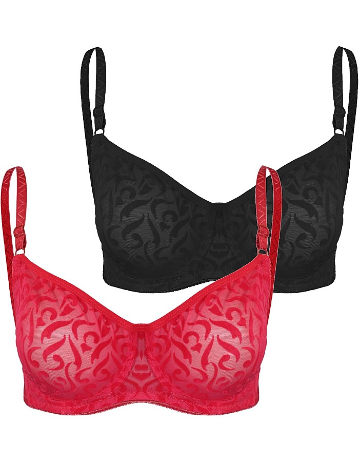 Lasso Womens Set Of 2 Pieces Super Support Bra Cup B Bra