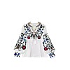 Women's Ukrainian Embroidered Cotton Blouse - Boho Floral Loose Fit Tunic, Long Sleeve, Round Neck (60cm Length, 106cm Bust)