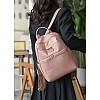 Pink Women Backpack, Faux Leather, Padded Design, with Decorative Shoulder Strap